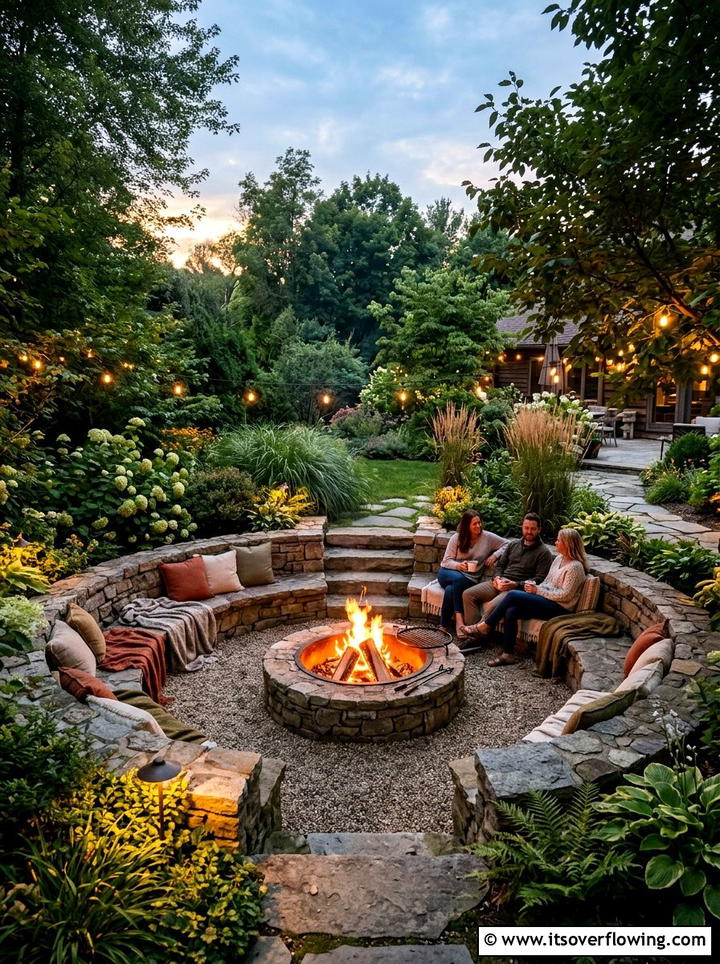 Sunken Fire Pit Area - 25 backyard ideas with terracing