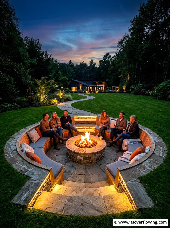 Sunken Fire Pit Seating - 25 backyard ideas with lounge area