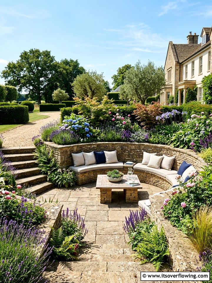 Sunken Garden Seating Area - 25 garden ideas with bench seating