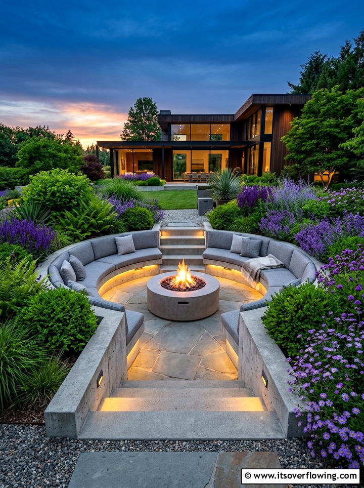 Sunken Garden Seating Area - 25 creative garden ideas with seating nooks