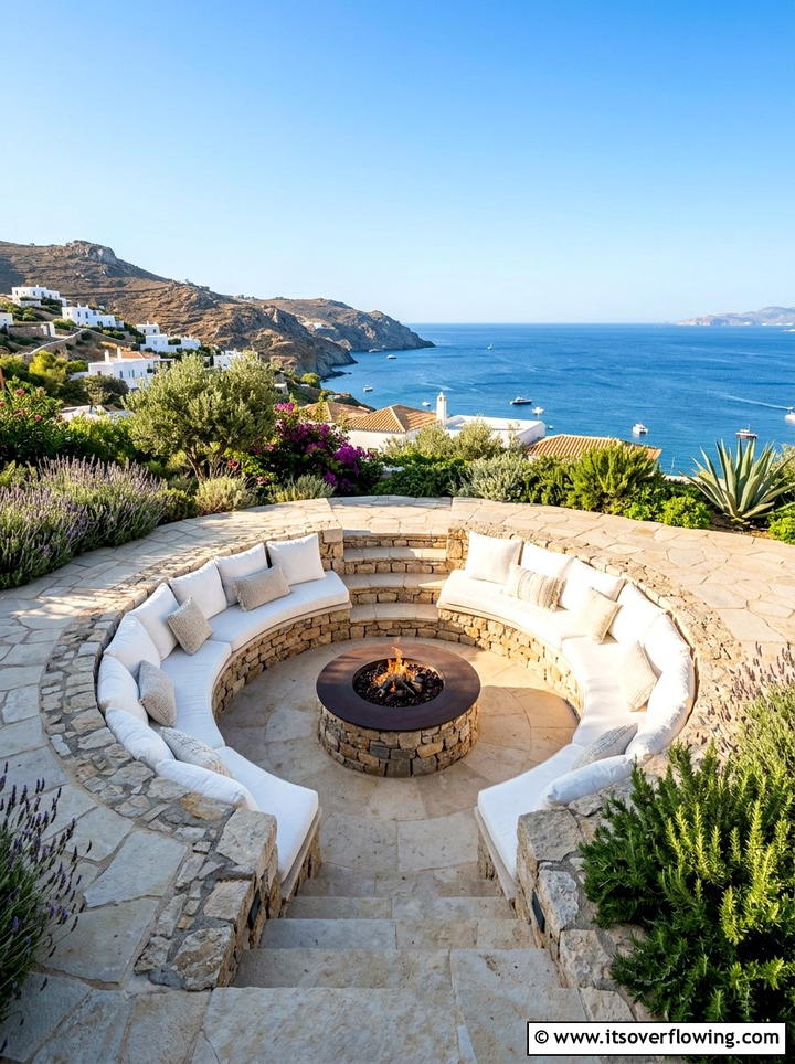 Sunken Seating - 25 backyard ideas with mediterranean style
