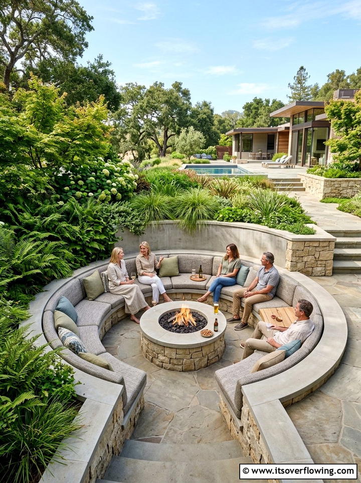 Sunken Seating Area - 25 garden design ideas with height variation