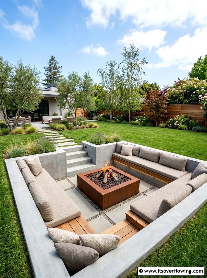 Sunken Seating Areas - 25 creative garden ideas with modern landscape lines