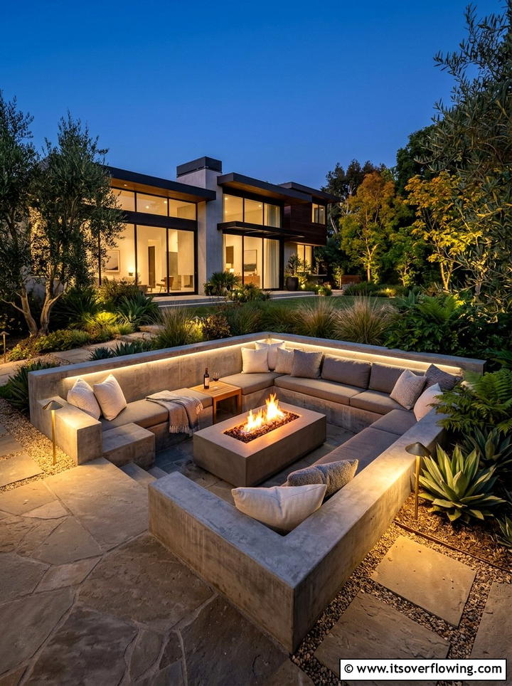 Sunken concrete garden pit - 25 upcycled garden ideas with concrete scraps
