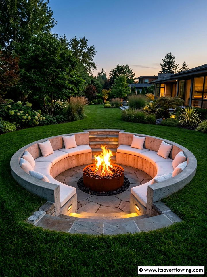 Sunken fire pit - 25 garden ideas with fire pit