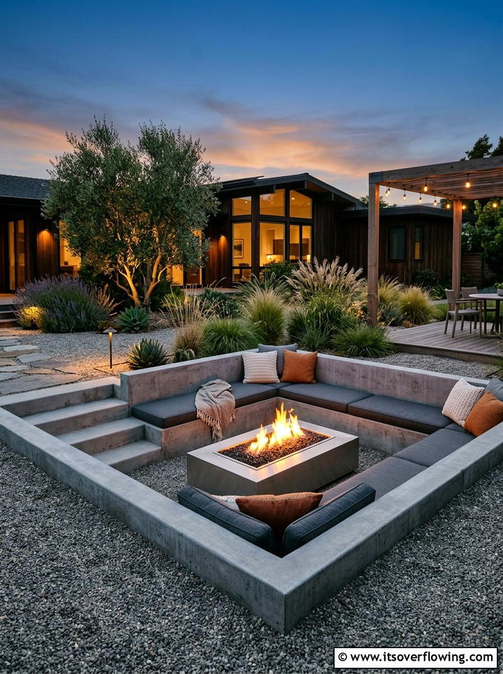Sunken fire pit - 25 garden ideas for minimalist style
