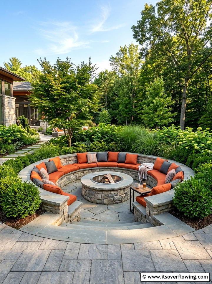 Sunken fire pit seating - 25 backyard ideas with reading nook