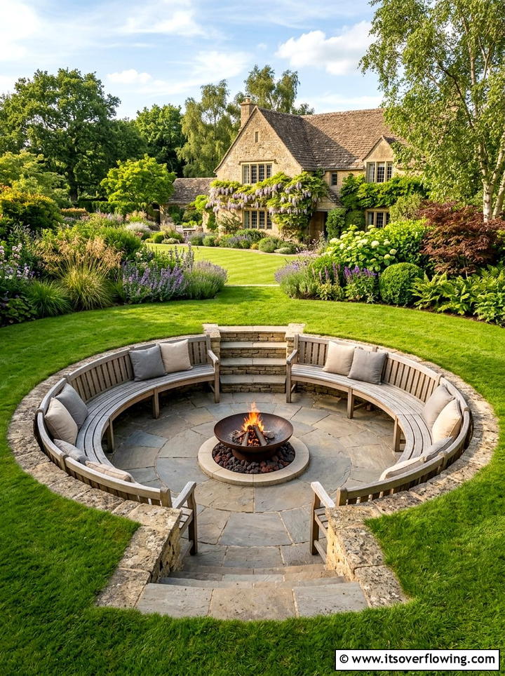 Sunken garden seating - 25 garden design ideas with outdoor rooms