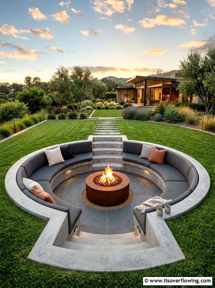 Sunken lounge space - 25 backyard ideas with minimalist style