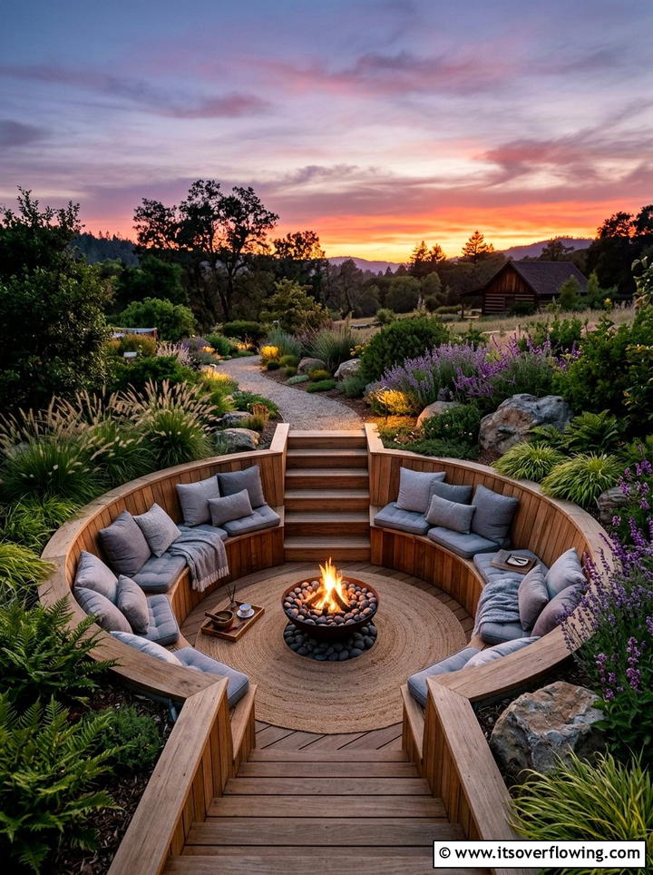 Sunken meditation pit - 25 small garden ideas with zen style