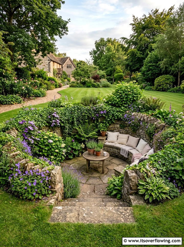 Sunken patio garden - 25 garden ideas with patio