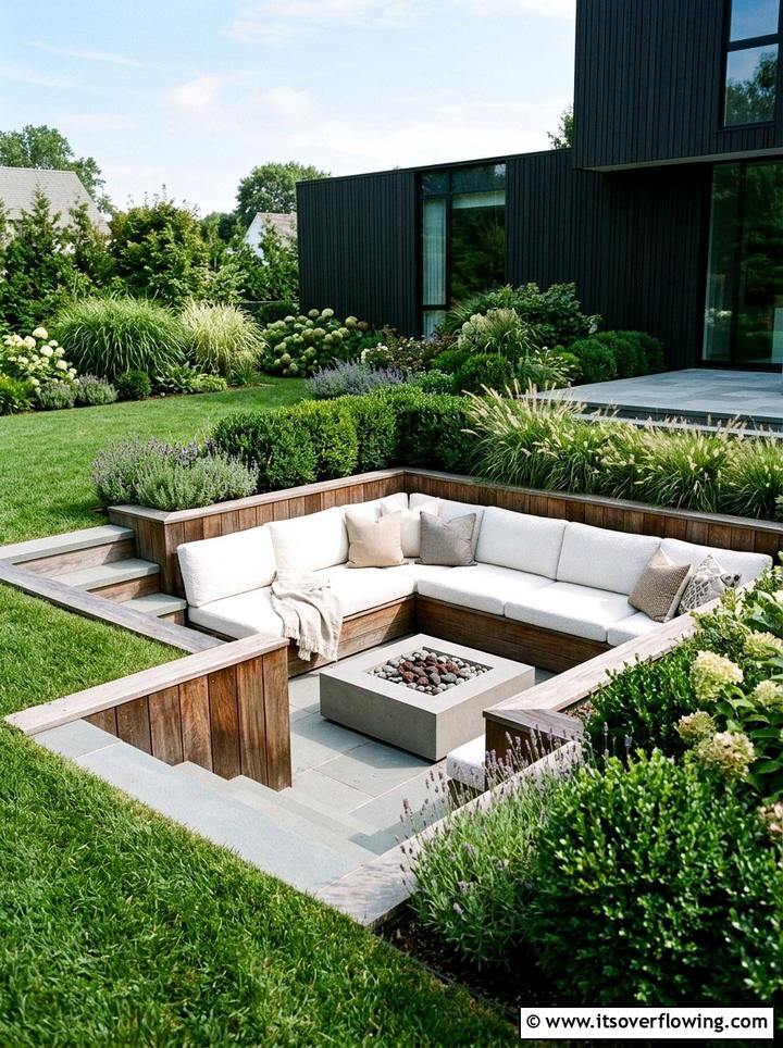 Sunken seating pit - 25 creative garden ideas with hidden garden corners