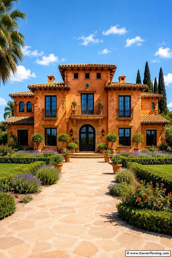 Sunlit Terracotta Facade - 30 Spanish Mediterranean House Ideas for Warm Exteriors