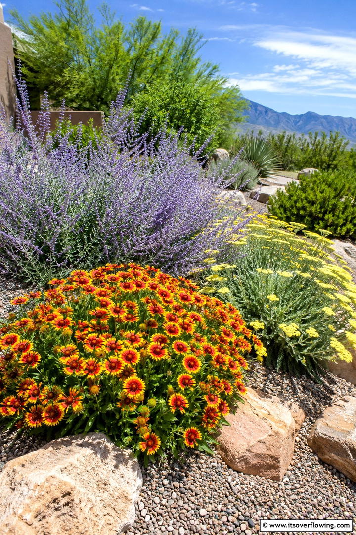 Sunny Drought Resistant Display - 30 Perennial Flower Bed Ideas for Year-Round Blooms