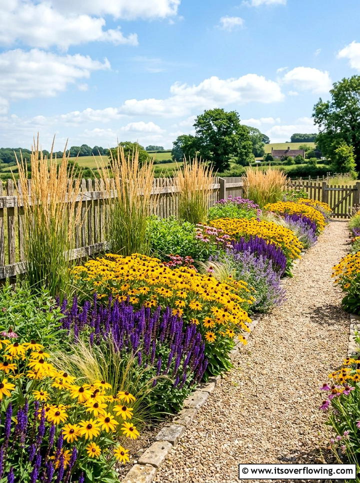 Sunny Perennial Border - 25 backyard ideas with pollinator garden