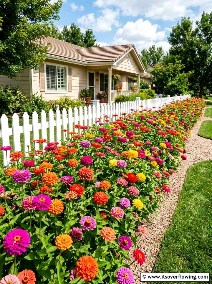 Sunny zinnia patch - 25 garden design ideas with seasonal flowers