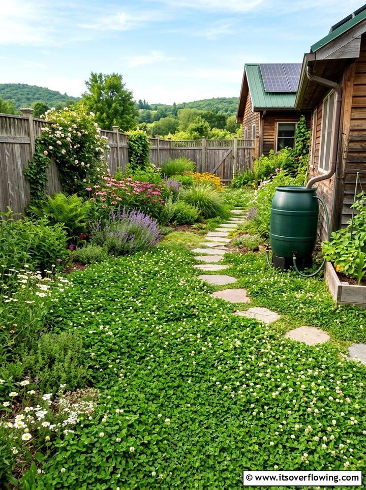 Sustainable clover landscape - 25 backyard ideas with clover lawn