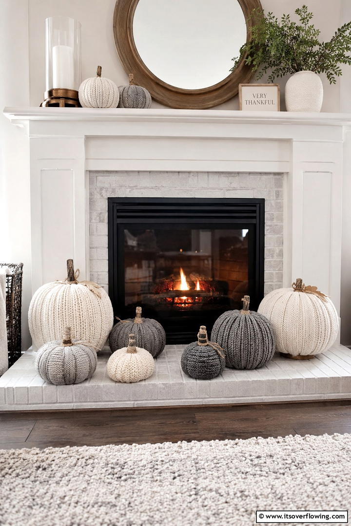Sweater Covered Fabric Pumpkins - 50 Fall Pumpkin Decor Ideas for Cozy Autumn Homes Today