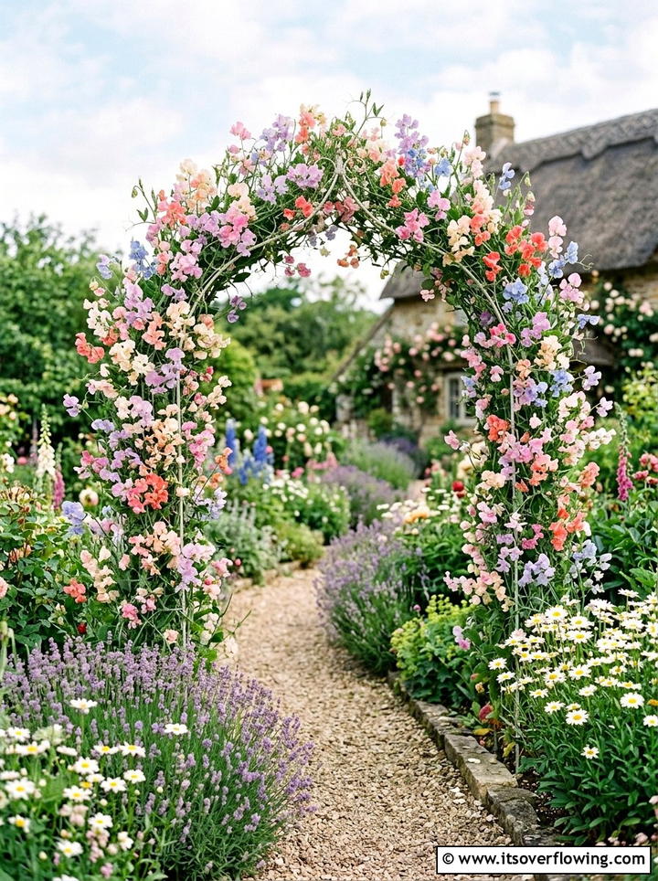 Sweet Pea Flower Arch - 25 creative garden ideas with archway flowers
