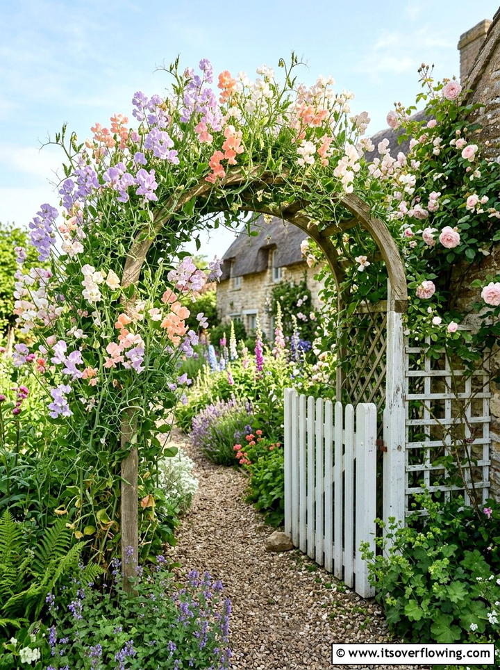 Sweet Pea Garden Arch - 25 creative garden ideas with trellis tunnel