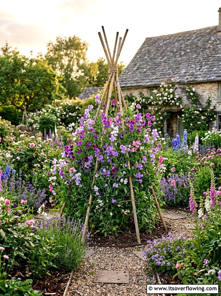 Sweet Pea Teepee - 25 small garden ideas with cottage style