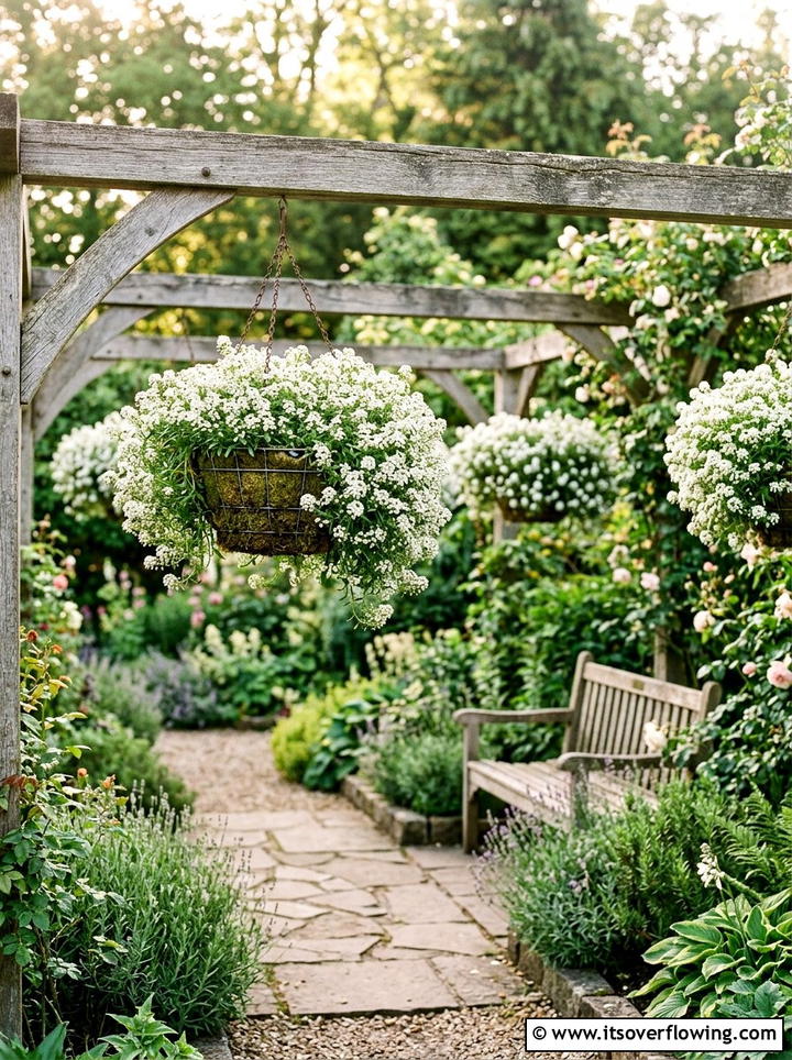 Sweet alyssum hanging baskets fragrant garden - 25 cheap garden ideas with hanging baskets
