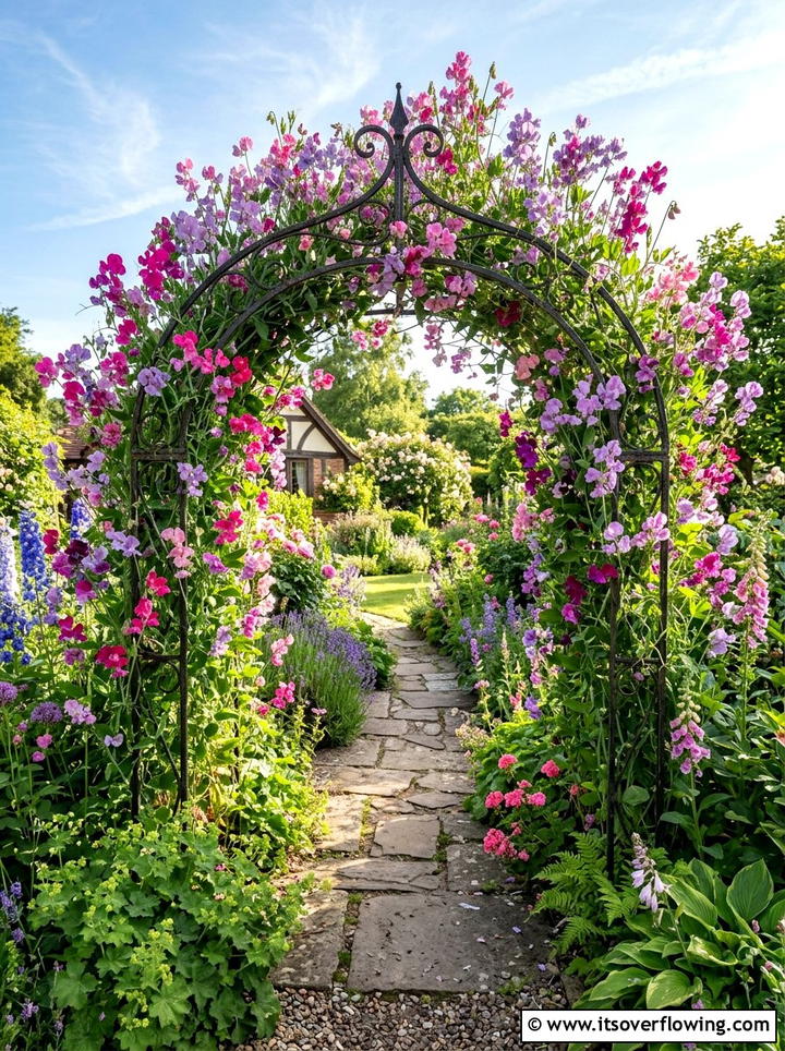 Sweet pea archway - 25 creative garden ideas with sensory planting