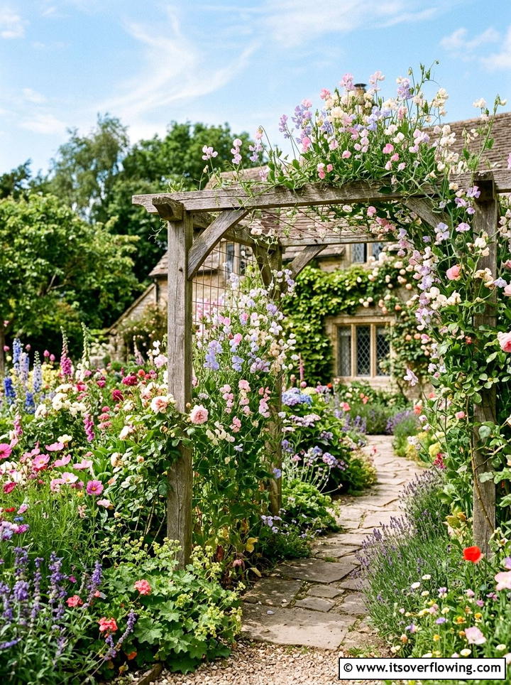 Sweet pea cottage garden - 25 creative garden ideas with pergola vines
