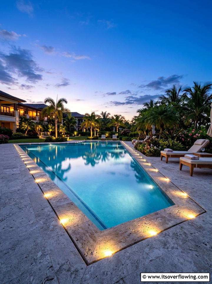 Swimming Pool Perimeter Lights - 25 garden design ideas with lighting plans
