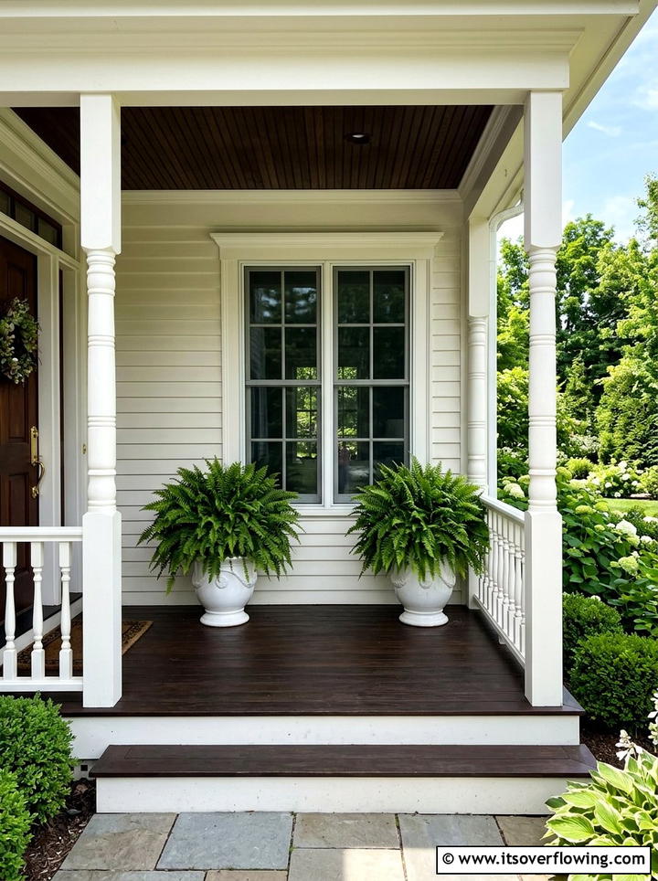 Symmetrical Fern Placement - 25 front porch ideas with ferns