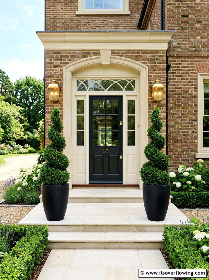 Symmetrical Front Door Planters - 25 garden decor ideas with container groupings