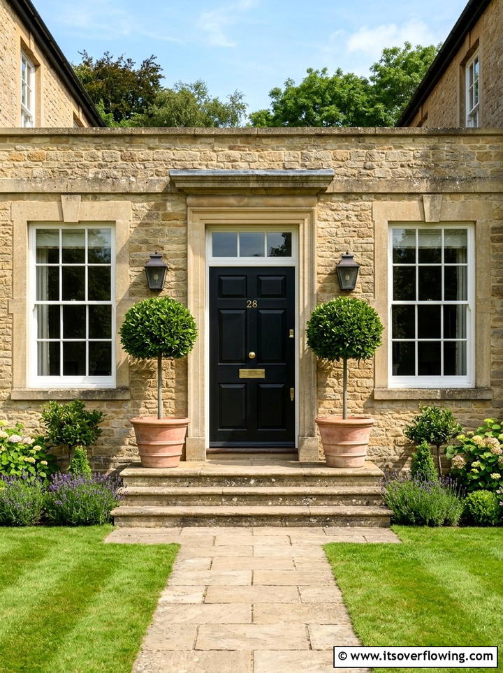 Symmetrical Front Door Planters - 25 front porch decor ideas with pedestal planters