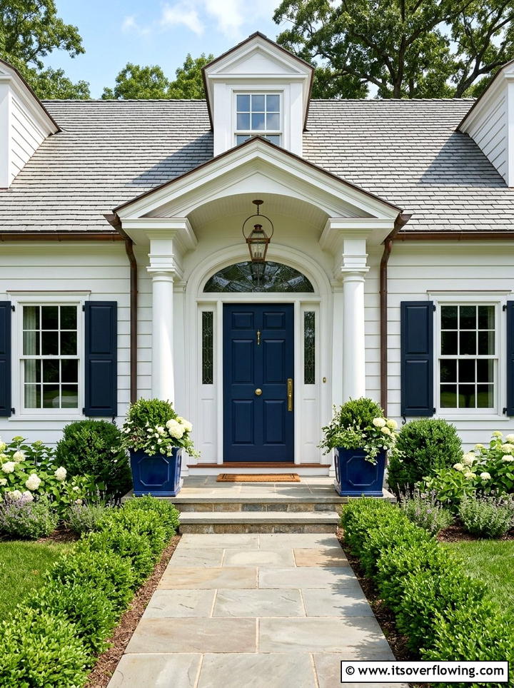 Symmetrical Front Door - 25 front porch ideas with matching planters