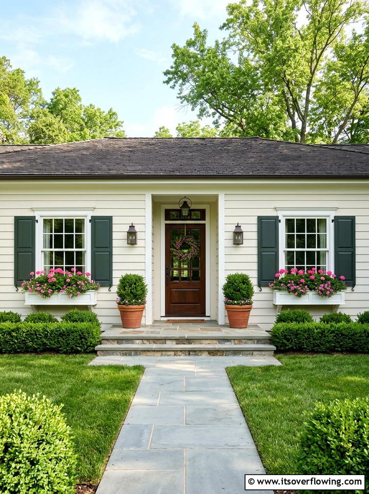 Symmetrical Front Entry - 25 front porch ideas with window boxes