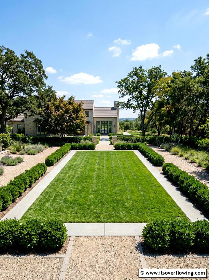 Symmetrical Grass Plot - 25 small garden ideas with minimalist style