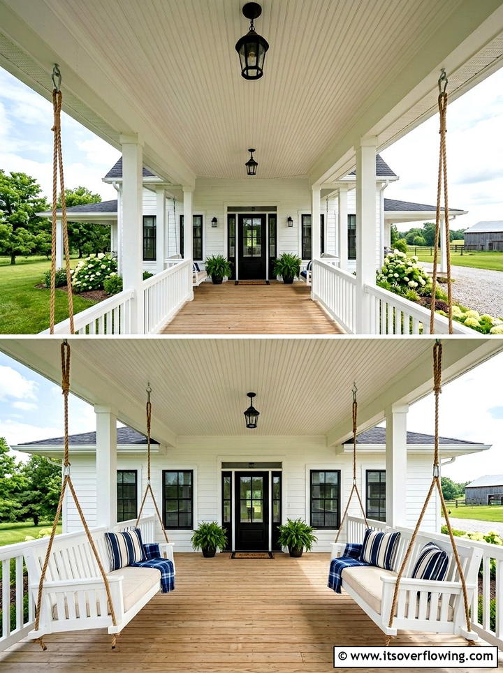 Symmetrical Porch Swings - 25 front porch decor ideas with symmetrical layout