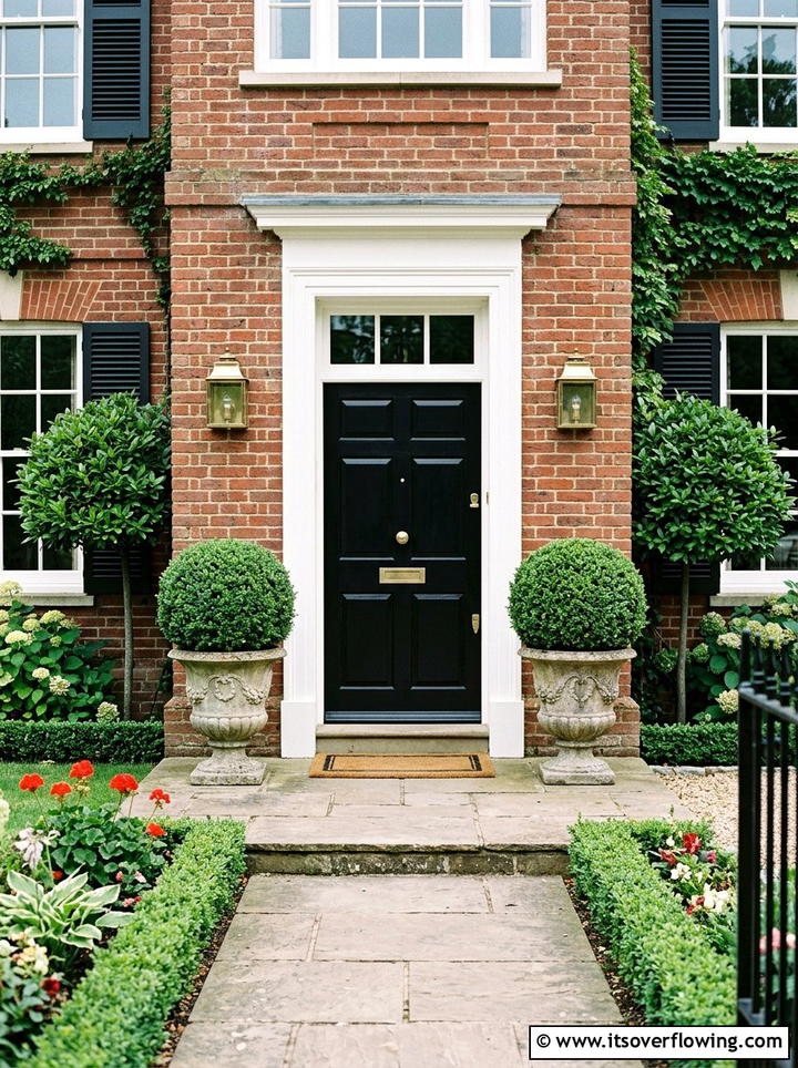 Symmetrical door plant - 25 front porch decor ideas with planters