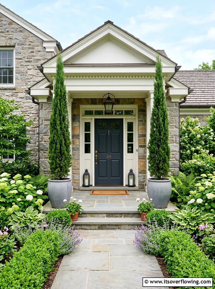 Symmetrical front porch planters - 25 front porch decor ideas with greenery