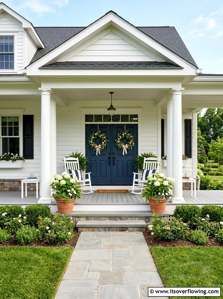 Symmetrical front porch - 25 front porch decor ideas with floral wreath