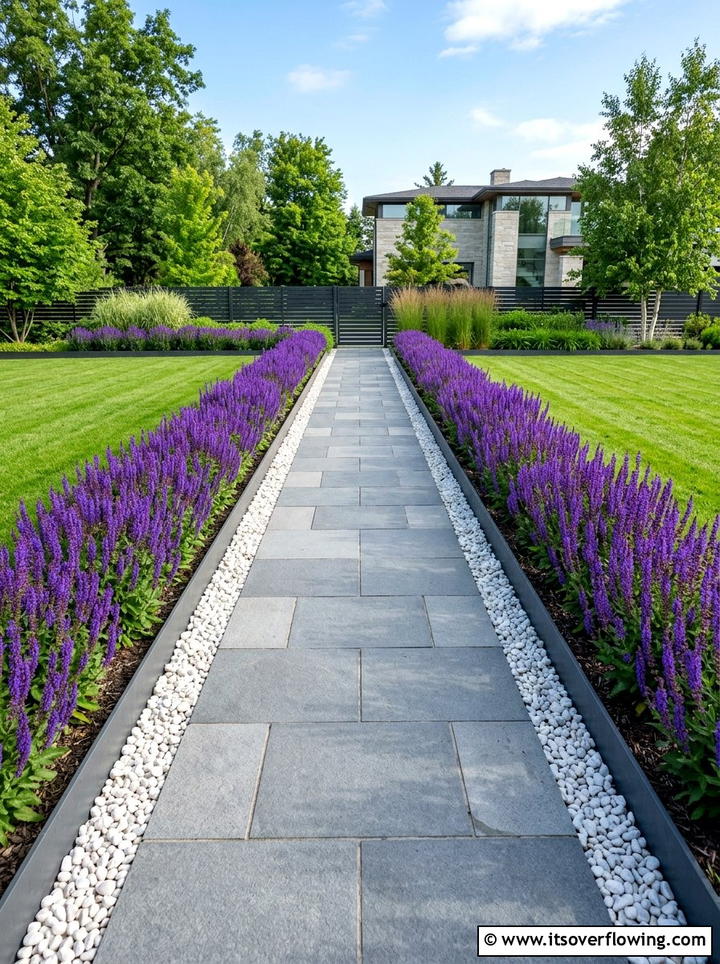 Symmetrical metal garden edging - 25 creative garden ideas with geometric beds