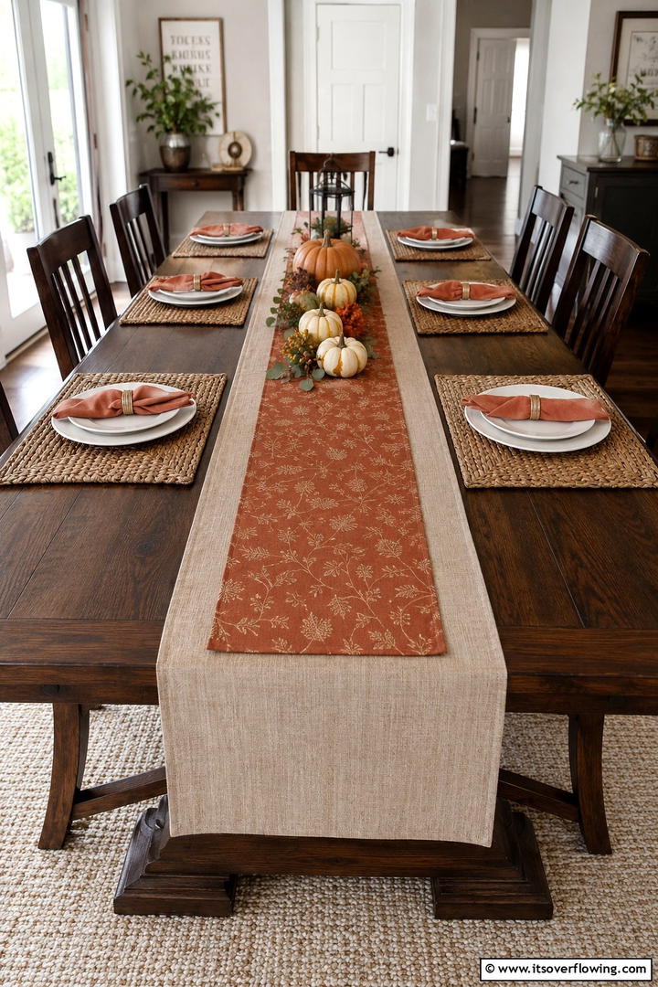 Table Runner Layering Technique - 50 Fall Decor Ideas for A Cozy Seasonal Refresh at Home