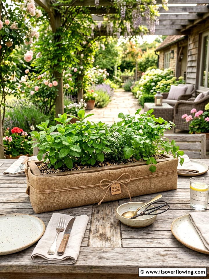 Tabletop Herb Planter - 25 recycled garden ideas with tin cans