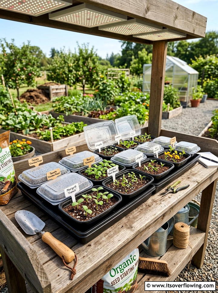 Takeout Container Seedling Tray - 25 recycled garden ideas with seed starting trays