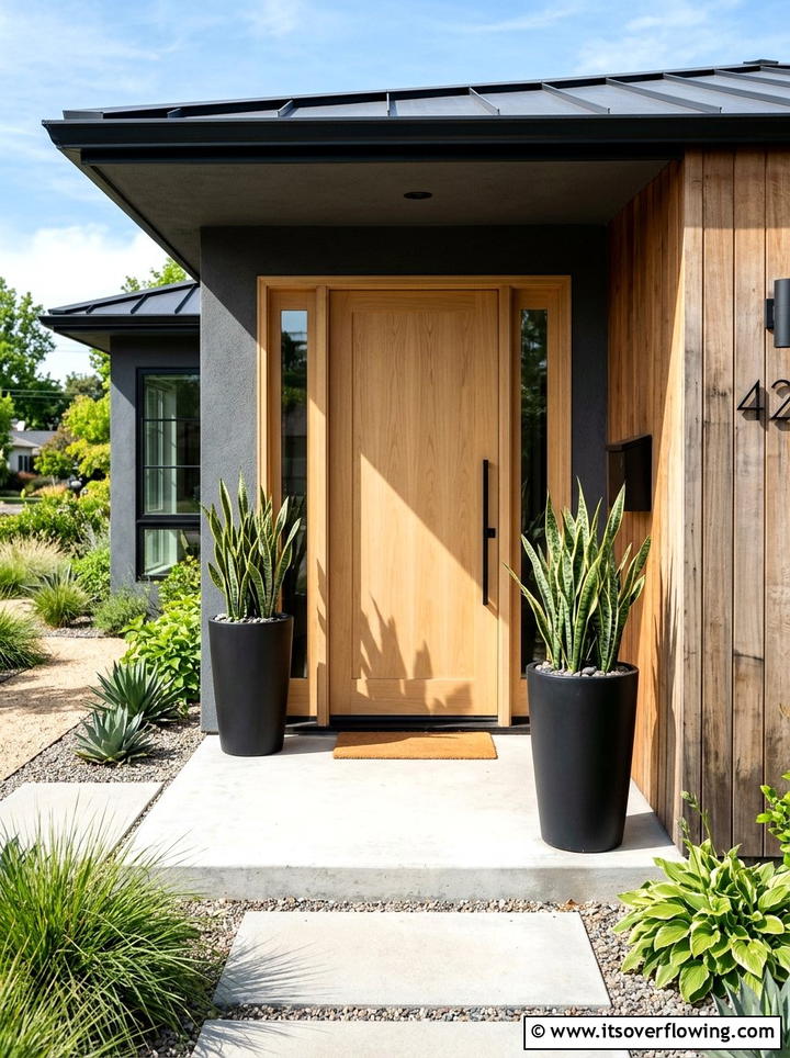 Tall Black Planters - 25 front porch ideas with planters