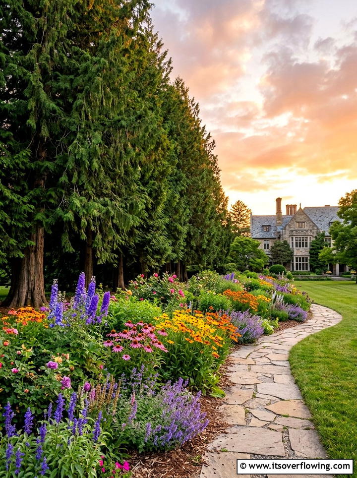Tall Cedar Tree Border - 25 garden ideas with evergreens