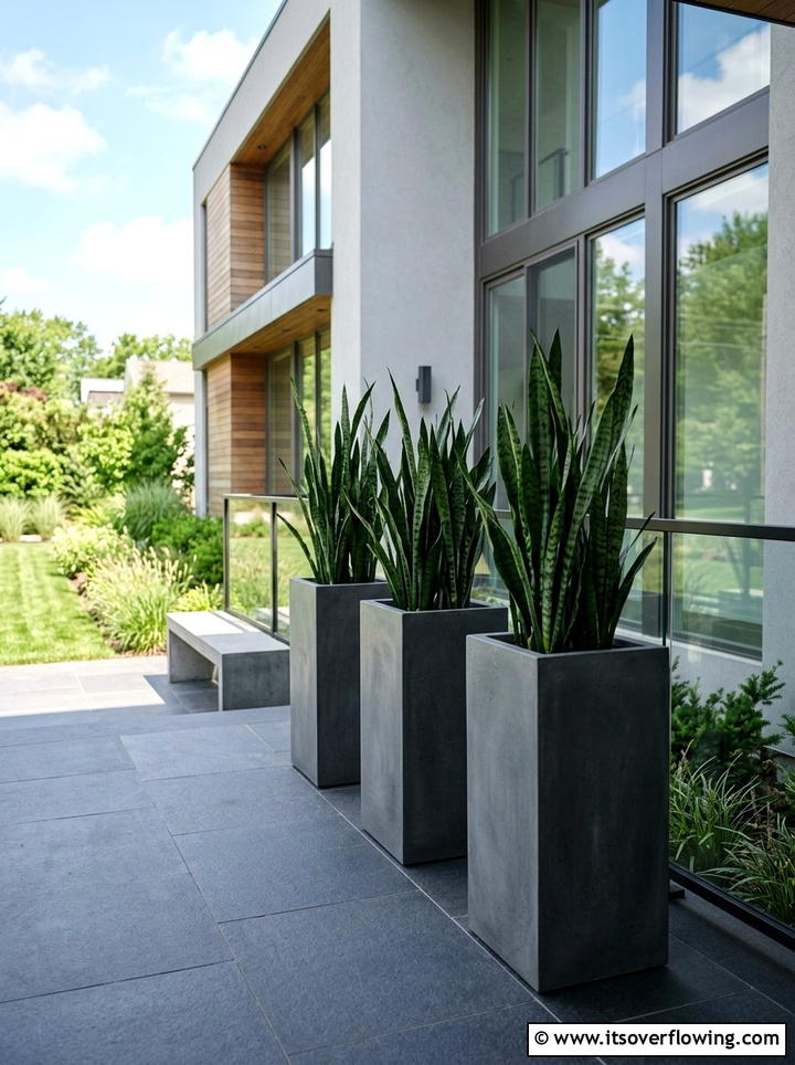 Tall Modern Planters - 25 front porch ideas with plants