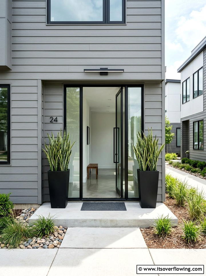 Tall Narrow Planters - 25 front porch ideas for townhouses