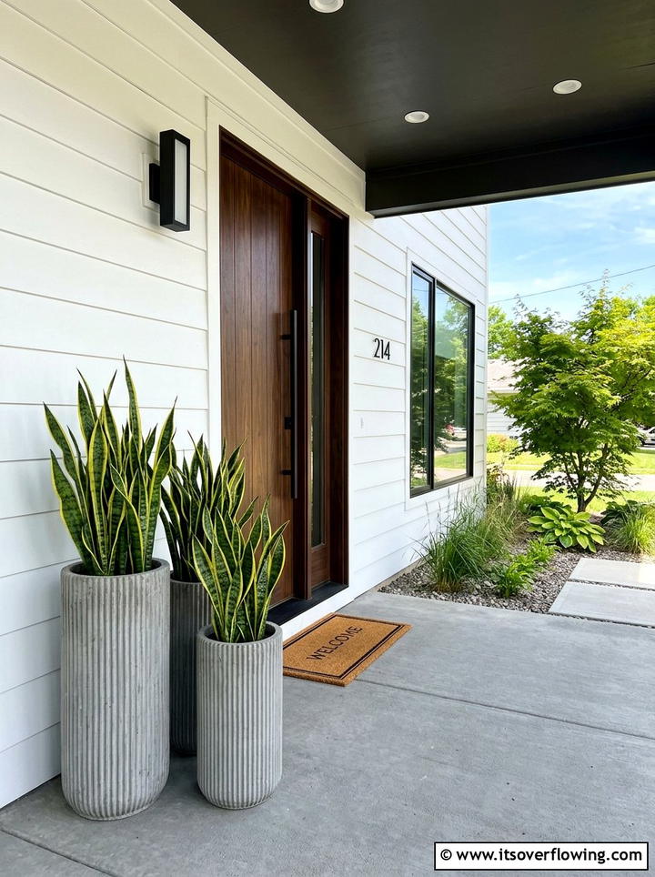 Tall Planters On One Side - 25 front porch decor ideas with asymmetrical layout