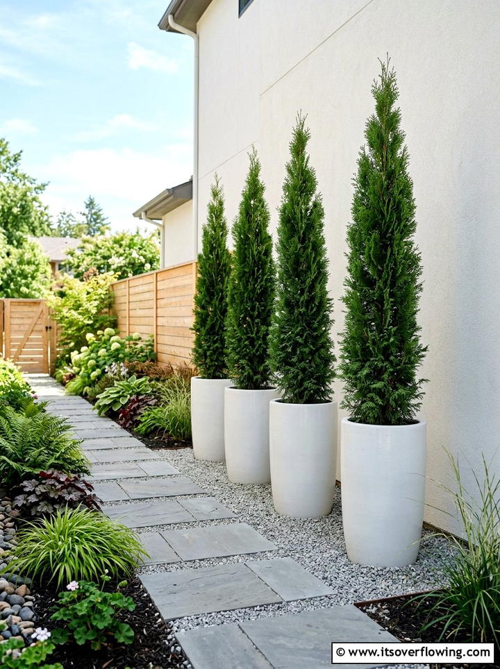 Tall Potted Plants - 25 garden decor ideas for side yards