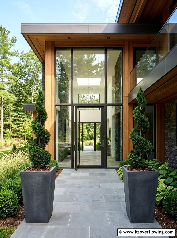 Tall Square Planter - 25 front porch ideas with matching planters